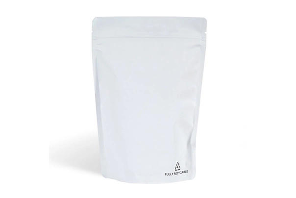 MATTE WHITE RECYCLABLE STAND UP POUCH WHOLESALE