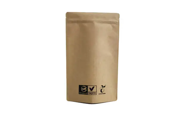 NATURAL BROWN COMPOSTABLE STAND UP POUCH WHOLESALE