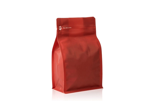 Matte Red Recyclable Flat Bottom Pouch