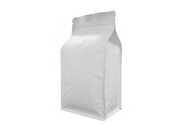 WHITE COMPOSTABLE FLAT BOTTOM POUCH WHOLESALE