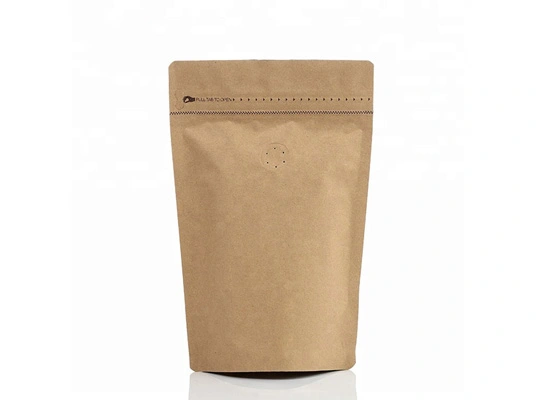 brown kraft paper stand up pouch with valve